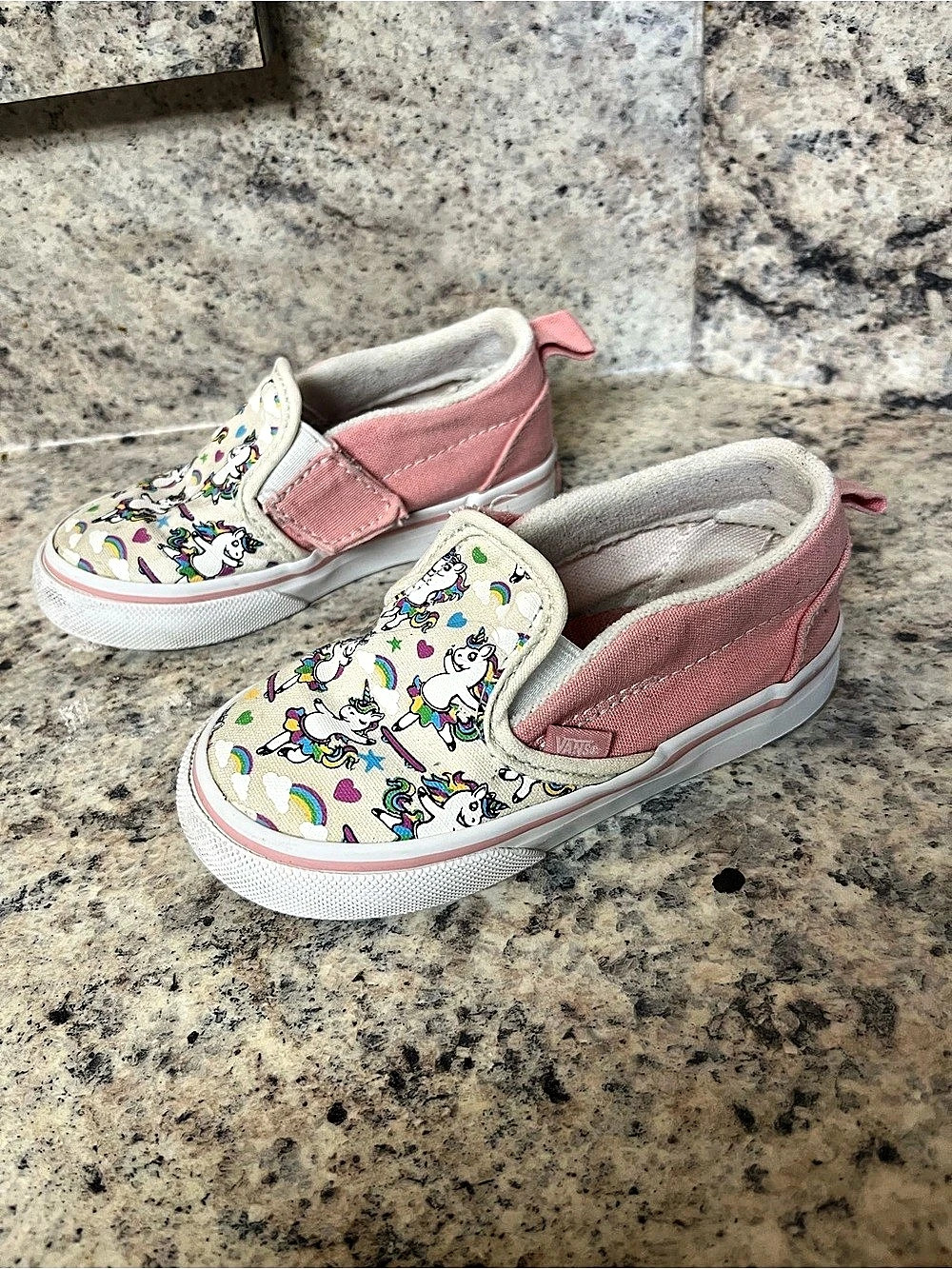 Vans Toddler Slip-On V Skaticorn Pink & White Sneakers Kids US 7.5